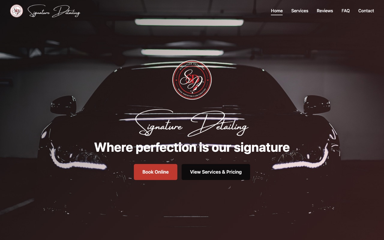 Website and Meta ads for Signature Detailing, a mobile detailer in South Carolina